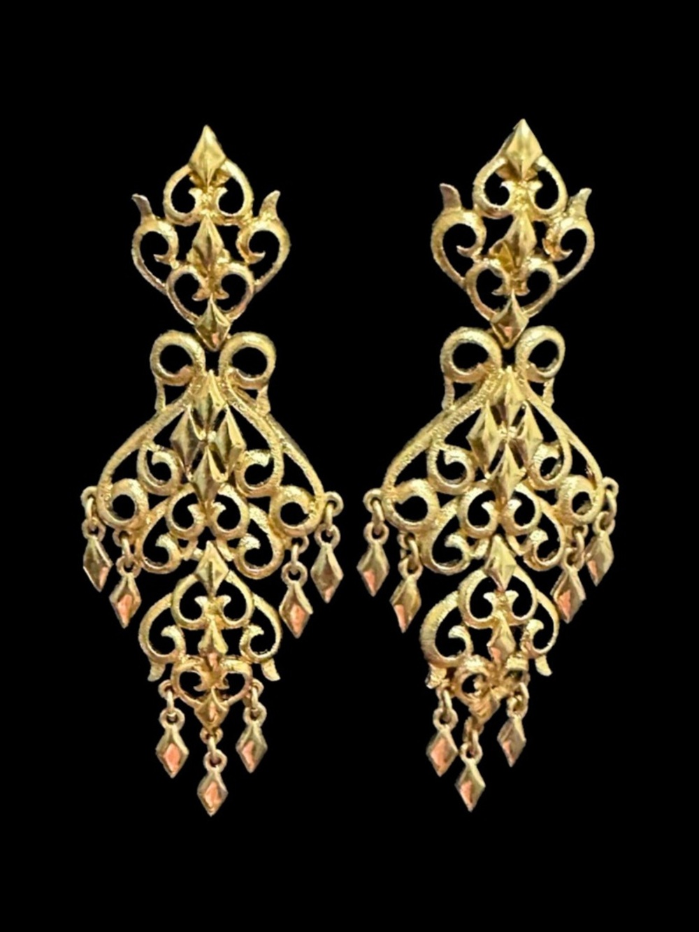 Monet Gold Filigree Chandelier Earrings